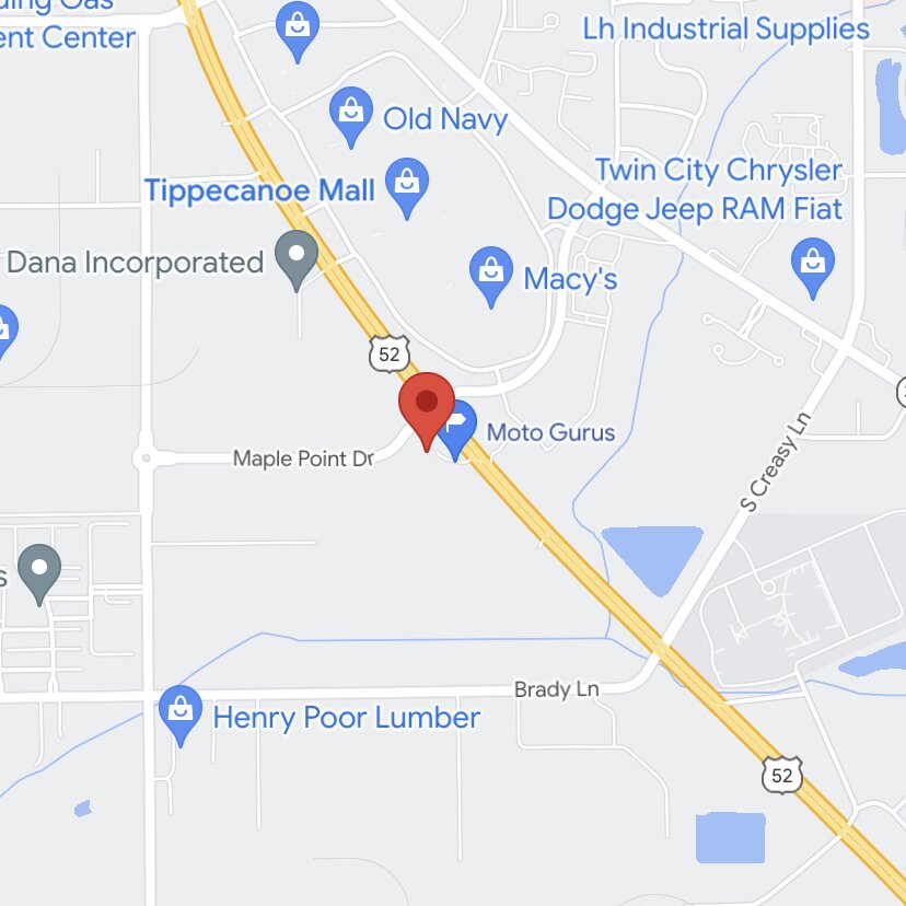 Moto Gurus Map in Lafayette, IN